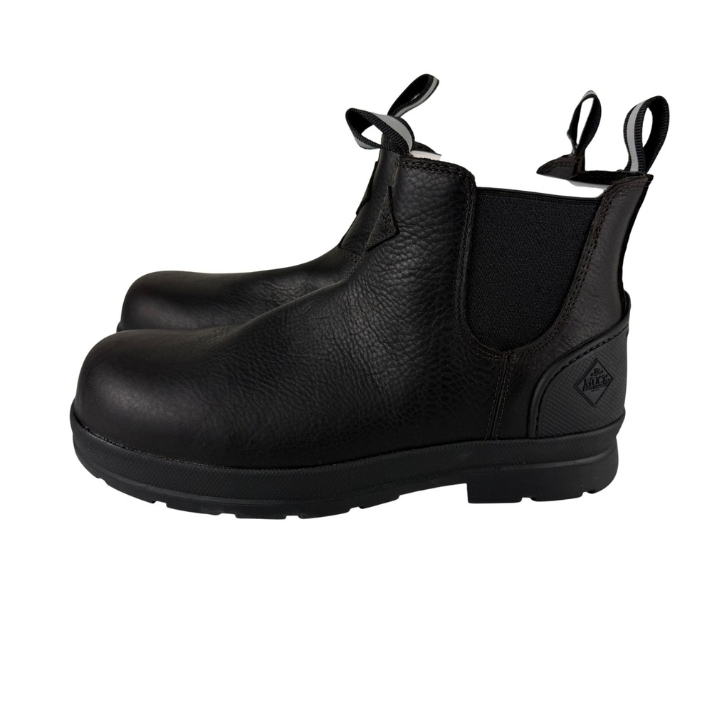 Muck Boot Co Mens 9.5 Chore Farm Leather 6" Chelsea Boots Black Composite Toe